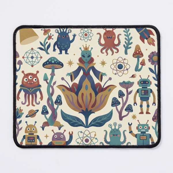 Item preview, Alien Queen Retro Robots Cute Monsters Folk Art designed and sold by zzz888.