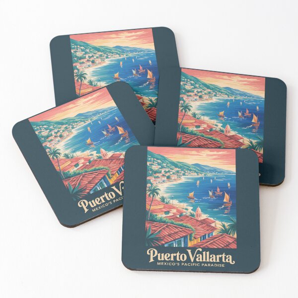 Item preview, Puerto Vallarta Mexico Beach Illustration Travel Art Vintage designed and sold by KrisSidDesigns.