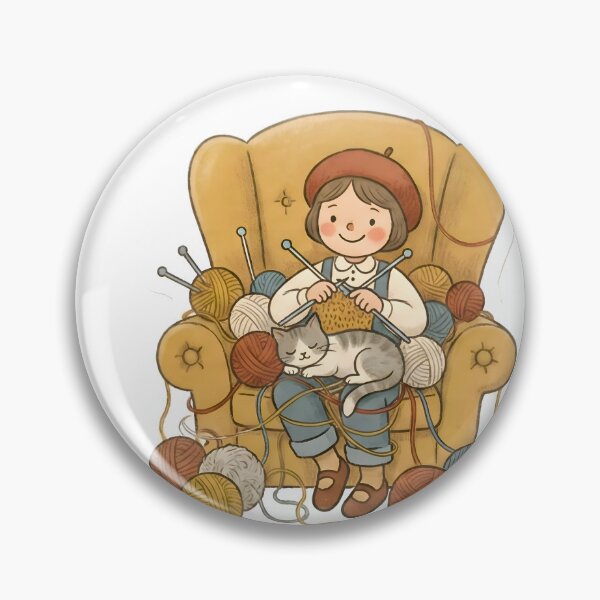 Artikelvorschau, Vintage-Strickerin, Retro-Faserkunst, Garnliebhaberin, Illustration, Grandmacore-Ästhetik entworfen und verkauft von StickyGuys.