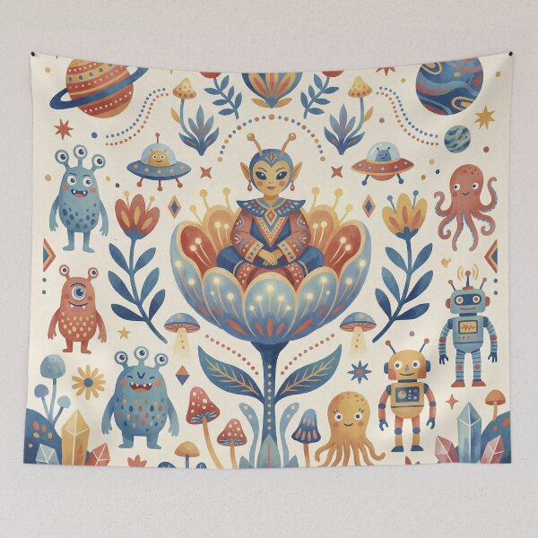 Item preview, Alien Folk Art Space Garden Cute Monsters designed and sold by zzz888.