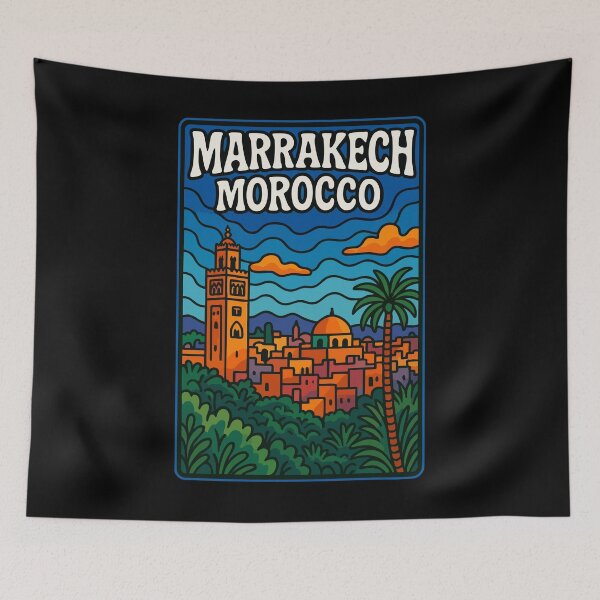 Item preview, Marrakech Morocco Retro Travel designed and sold by TomFrontierArt.
