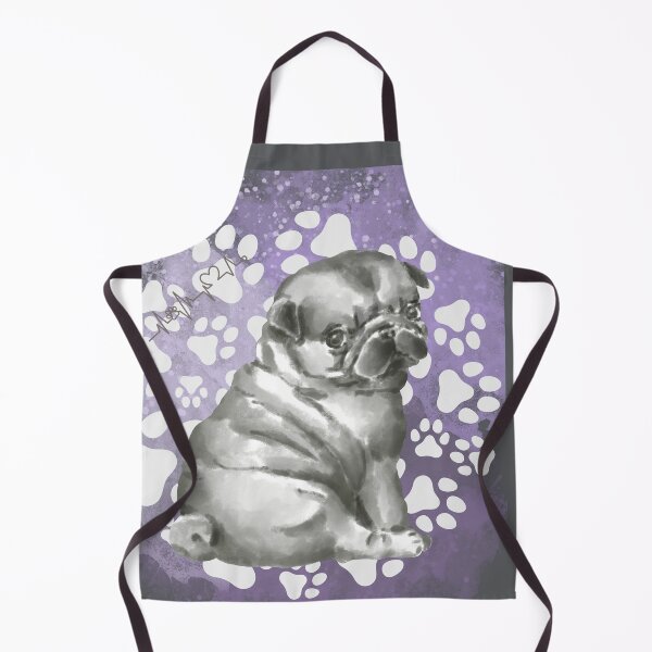 Item preview, Watercolor Pug Illustration – Gentle Pug Art with Paw Print Background designed and sold by MitMopsundHerz Rosinchens_Welt.