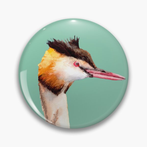 Item preview, Great crested grebe hand painted watercolour bird art designed and sold by art-elodie-g.