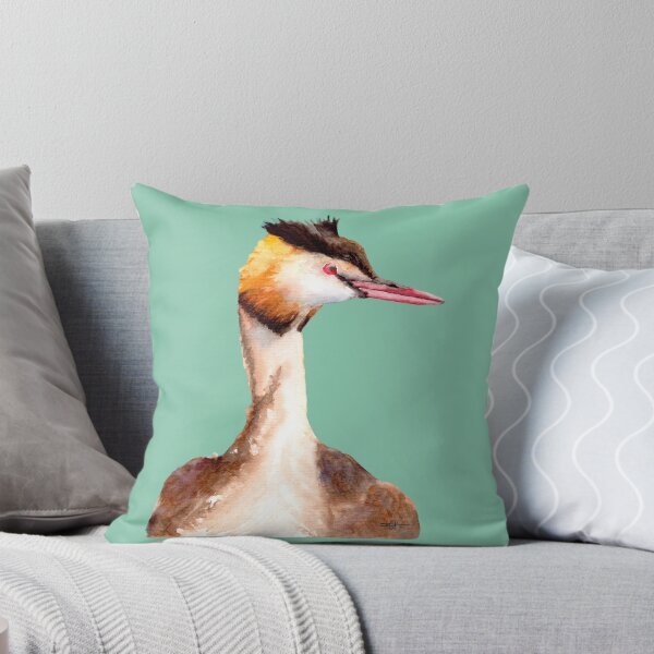 Item preview, Great crested grebe hand painted watercolour bird art designed and sold by art-elodie-g.