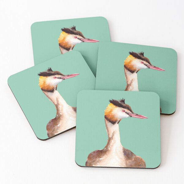 Item preview, Great crested grebe hand painted watercolour bird art designed and sold by art-elodie-g.