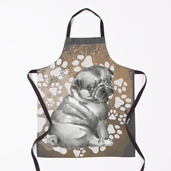 Item preview, Watercolor Pug Illustration – Gentle Pug Art with Paw Print Background designed and sold by MitMopsundHerz Rosinchens_Welt.