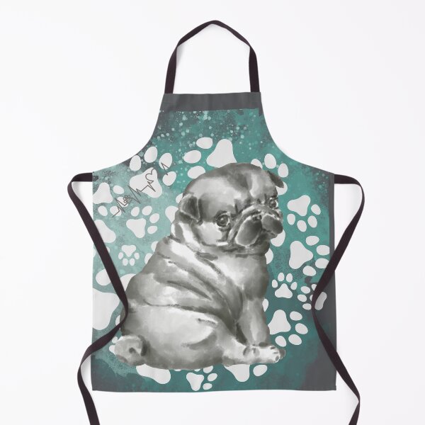 Item preview, Watercolor Pug Illustration – Gentle Pug Art with Paw Print Background designed and sold by MitMopsundHerz Rosinchens_Welt.
