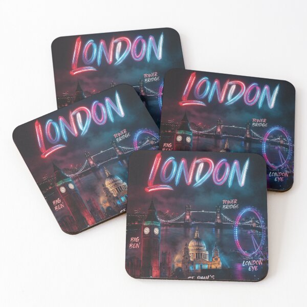 Item preview, Cinematic Neon London Night Skyline Landmarks Art designed and sold by DGtaLrtcom.