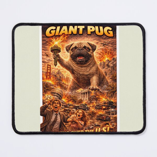 Item preview, Giant Pug (Dog) Taking over ther U.S. Poster designed and sold by PIXEL POP DESIGNS - Beyond the Norm!.
