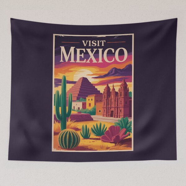 Item preview, Mexico Culture Illustration Travel Art Vintage designed and sold by KrisSidDesigns.
