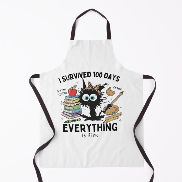 Item preview, I Survived 100 Days Cat | Everything Is Fine | Funny Teacher Student Gift designed and sold by MS Pod Studio.