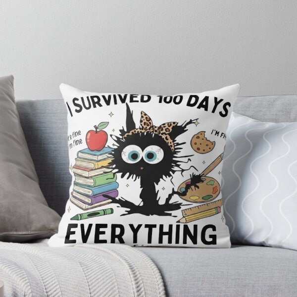 Item preview, I Survived 100 Days Cat  | Everything Is Fine | Funny Teacher Student Gift designed and sold by MS Pod Studio.