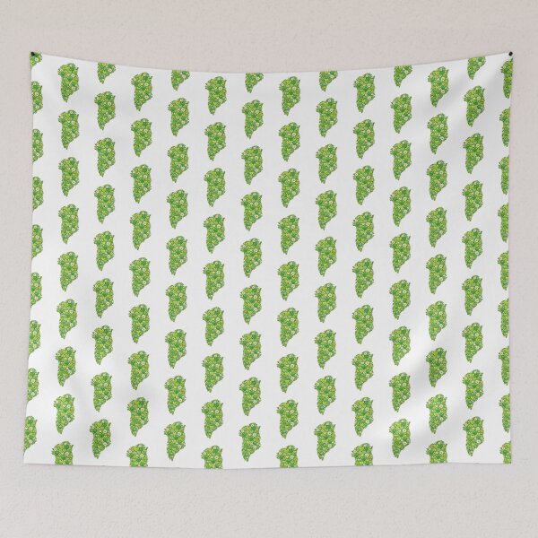 Item preview, Greenland Map Filled with Green Hearts and Flowers – Botanical Folk Art Illustration designed and sold by PaperieJennifer.