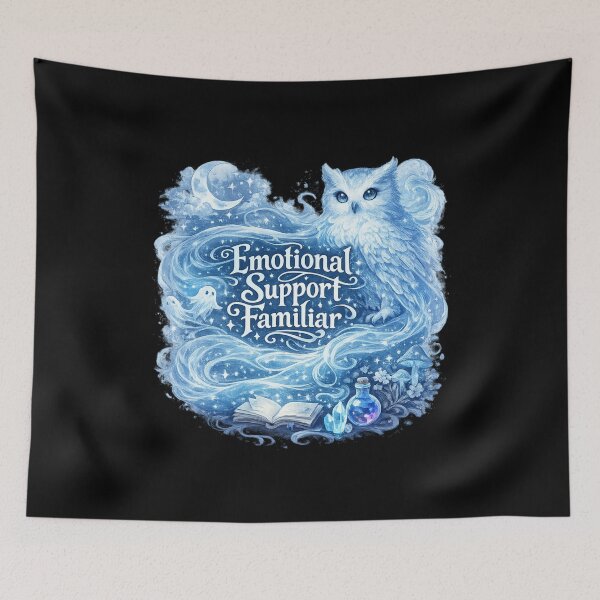 Item preview, Emotional Support Familiar — Ghostly Blue Owl Magical Whimsical Design designed and sold by WyrmInq.