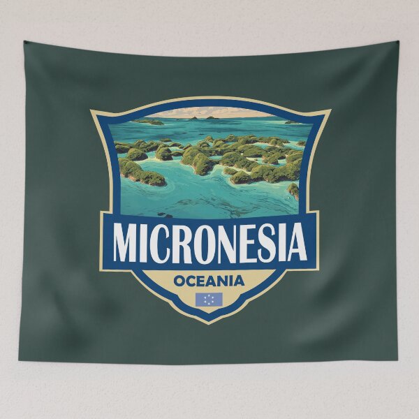 Item preview, Micronesia Illustration Retro Badge designed and sold by KrisSidDesigns.