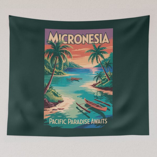 Item preview, Micronesia Boats Illustration Travel Art Vintage designed and sold by KrisSidDesigns.