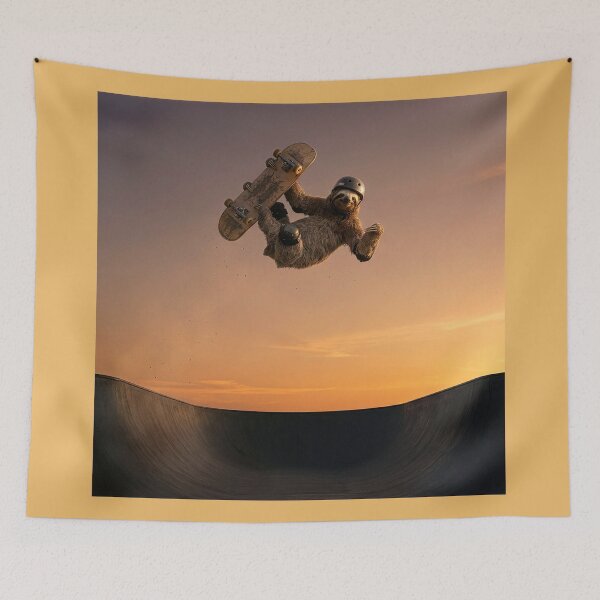 Item preview, Sloth Skateboarder Catches Big Air designed and sold by Tridentulus.