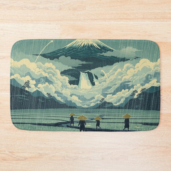 Item preview, Ukiyo-e Floating Mount Fuji Rice Fields Rain Waterfalls Japanese Fantasy Art designed and sold by Vandy Fullam.