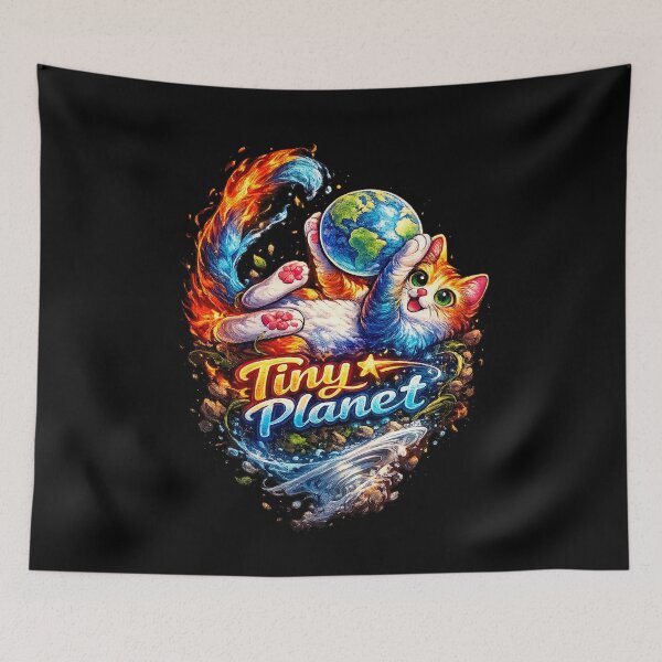 Item preview, Tiny Planet – Cute Elemental Cat Holding Earth | Fantasy Space Illustration designed and sold by Dominik1994.