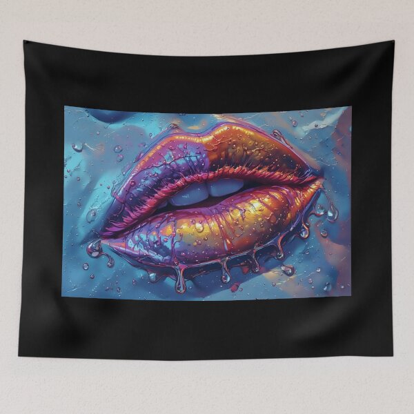 Item preview, Neon Glossy Lips Dripping Pop Art designed and sold by Neer arts.