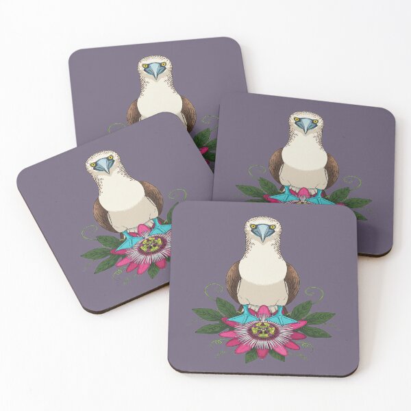 Item preview, Blue-footed Booby Tropical Flower Art designed and sold by BirdsnStuff.