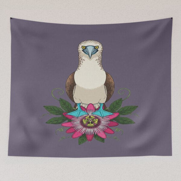 Item preview, Blue-footed Booby Tropical Flower Art designed and sold by BirdsnStuff.