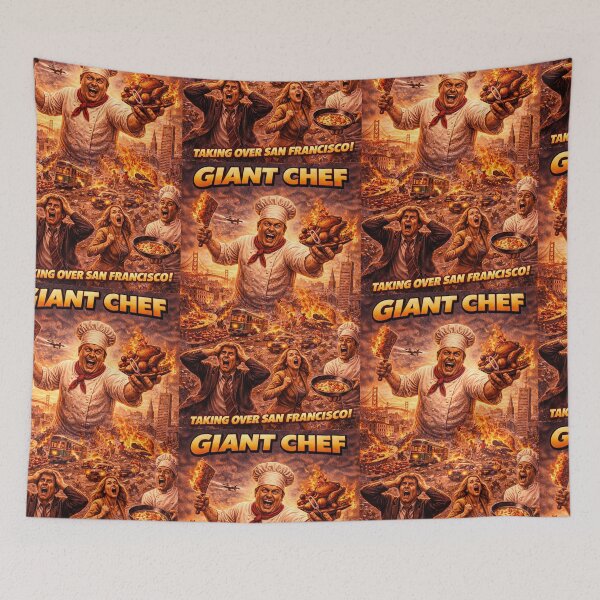 Item preview, Giant Chef Takes Over San Francisco, CA designed and sold by PIXEL POP DESIGNS - Beyond the Norm!.