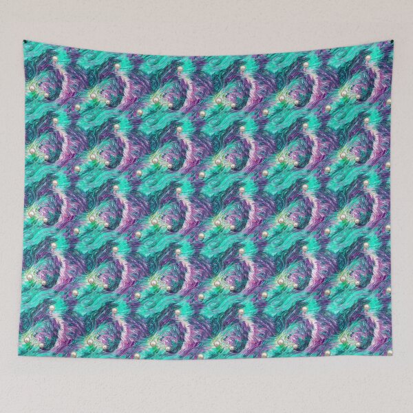 Item preview, Wavy texture in cyan and purple hues embellished with simulated pearls designed and sold by Beleza e Estilo.