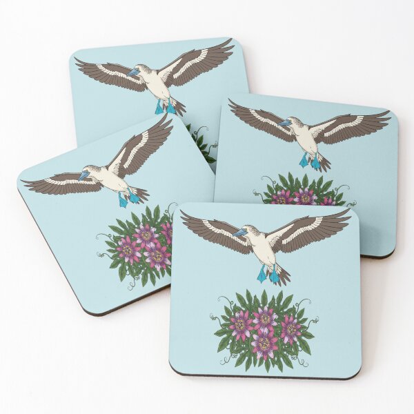 Item preview, Flying Blue-footed Booby Botanical Art designed and sold by BirdsnStuff.