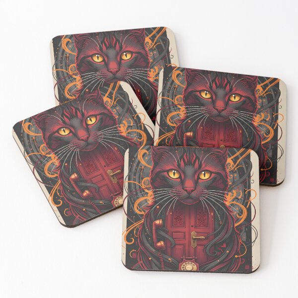 Item preview, Black cat with vintage phone  designed and sold by Neena135.