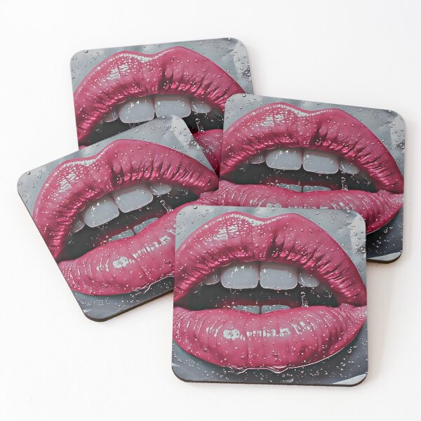 Item preview, Wet Pink Glossy Lips Surreal Pop Artwork designed and sold by Neer arts.