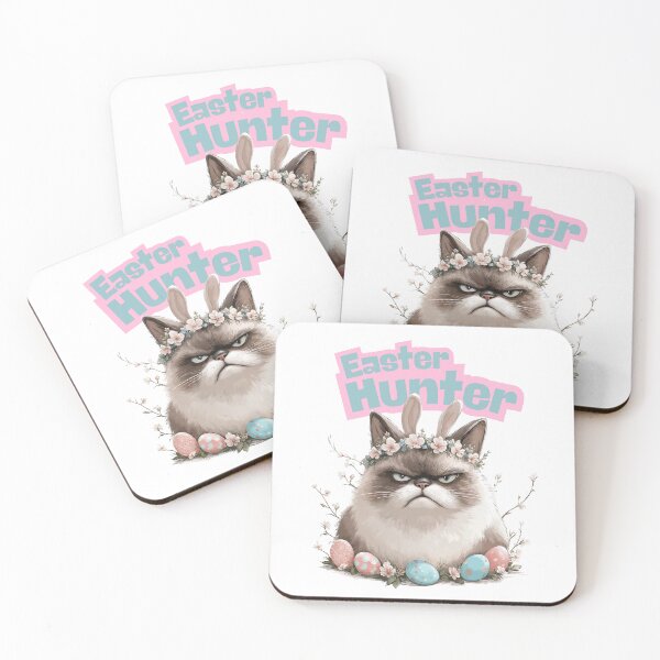 Item preview, Grumpy Easter Hunter Cat Bunny designed and sold by Anastasiia Yurevych.