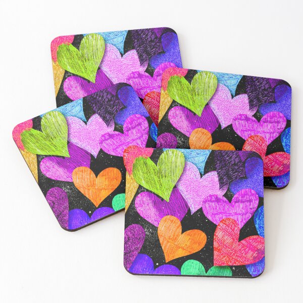 Item preview, Neon Colorful Hearts Texture Pattern designed and sold by djovan.