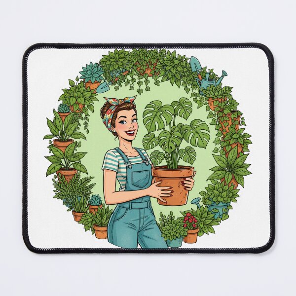 Item preview, Plant Mom Energy – Cozy Gardener Girl with Monstera Houseplant Sticker designed and sold by C3J7.