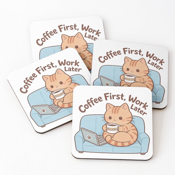 Item preview, Cute Cat Coffee Lover – “Coffee First, Work Later” Funny Work From Home Design designed and sold by truongloc246.