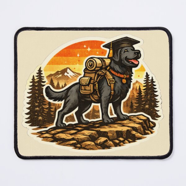 Item preview, Black Lab Hiking Gear – Backpack Boots Retro Outdoor Adventure designed and sold by PawPrintCustom.