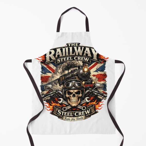 Item preview, The Railway Steel Crew – Biker Skull Steam Train British Rail Art designed and sold by GarnerSupplyCo.