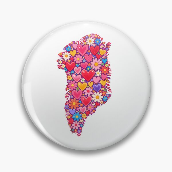 Item preview, Greenland Map Filled with Colorful Hearts and Flowers – Botanical Folk Art Illustration designed and sold by PaperieJennifer.