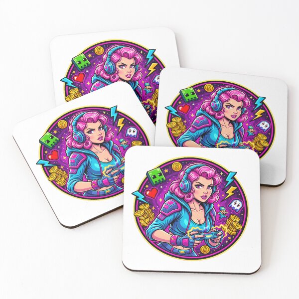 Item preview, Neon Gamer Girl – Retro Arcade Gaming Aesthetic Sticker designed and sold by C3J7.