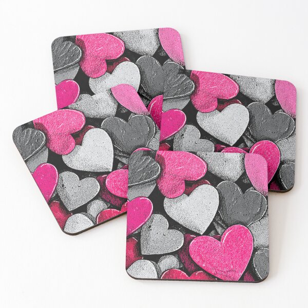 Item preview, Monochrome Pink Hearts Texture Pattern designed and sold by djovan.