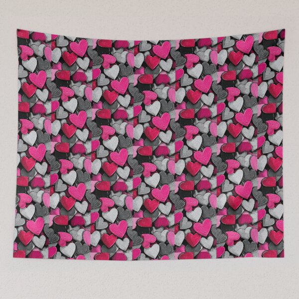 Item preview, Monochrome Pink Hearts Texture Pattern designed and sold by djovan.