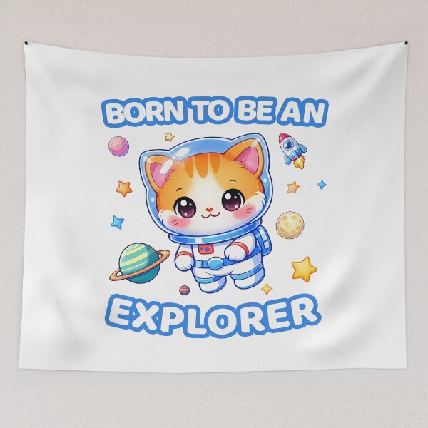 Item preview, Born to be an explorer - astronaut cat M designed and sold by made4K.