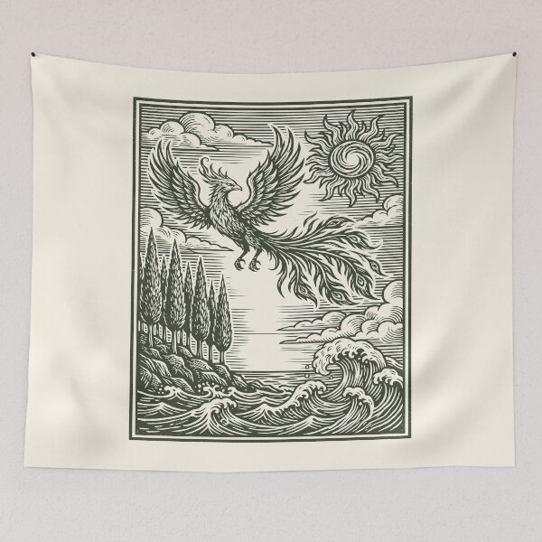 Item preview, Legendary Phoenix Folk Art Vintage Mythical Bird  designed and sold by Y-Vibes.