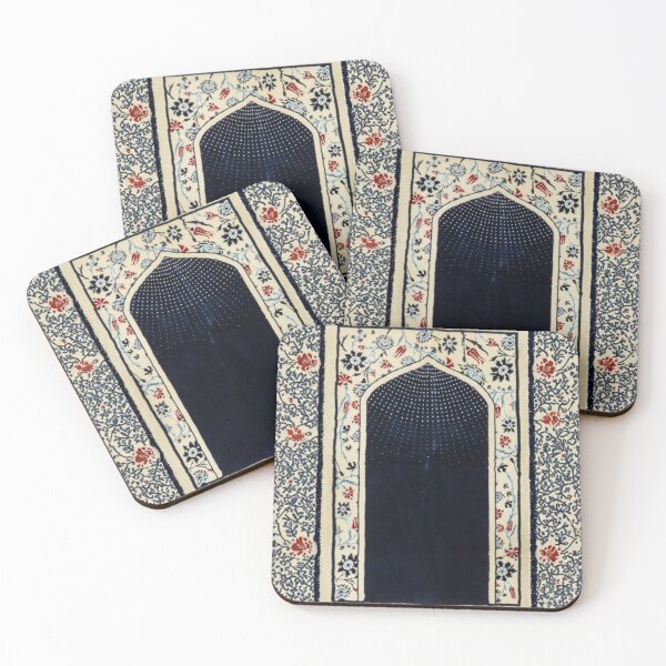 Item preview, Sacred Arch: Floral Mihrab Islamic Prayer Rug Art (Navy/Red V.2) designed and sold by D-Islamic.
