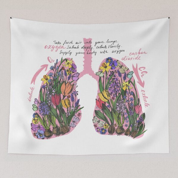 Item preview, Decorative lungs anatomy print with flowers designed and sold by bokasin.