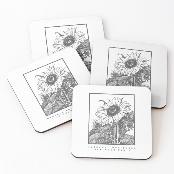 Artikelvorschau, Pflege deine Locken wie deine Pflanzen – Sonnenblumen-Linienzeichnung mit lockigem Haar entworfen und verkauft von Eli5Ol.
