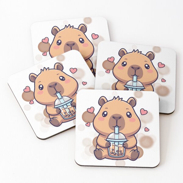 Item preview, Capybara Holding Bubble Tea – Cute Illustration designed and sold by iamKRUK.