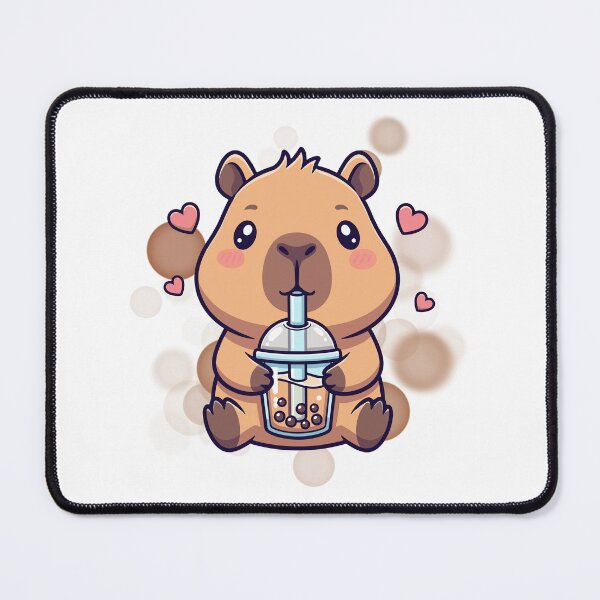 Item preview, Capybara Holding Bubble Tea – Cute Illustration designed and sold by iamKRUK.