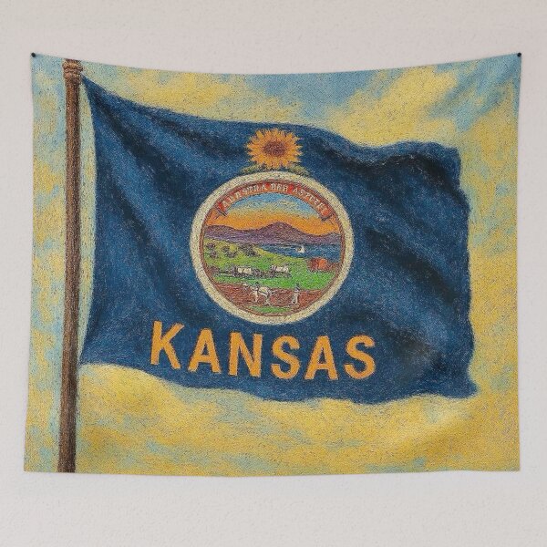 Item preview, Kansas State Flag designed and sold by TinCatOutPost.