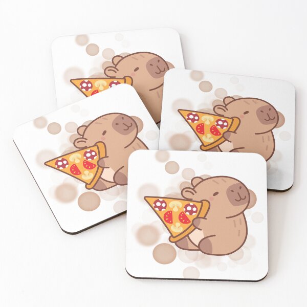 Item preview, Capybara Holding a Slice of Pizza – Cute Illustration designed and sold by iamKRUK.